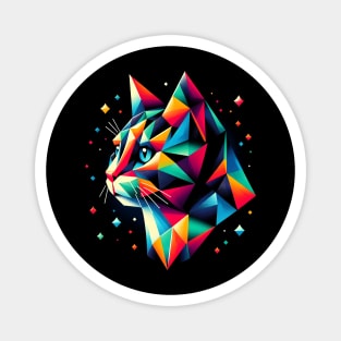 Geometric Cat  An Abstract Artwork Colorful Design Magnet